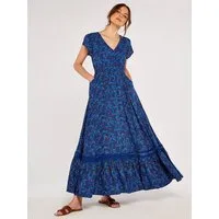 Apricot Maxikleid Maxikleid mit bestickter Bordüre