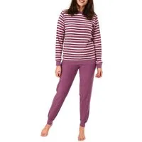 RELAX by Normann Pyjama Damen Frottee Schlafanzug mit Bündchen in Streifenoptik - 291 13 572