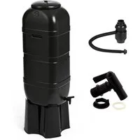 Kreher Regentonne 100 Liter mit Standfuß, Füllautomat und Hahn in Schwarz, 100 l