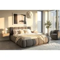 ATLANTIC home collection Polsterbett Nuala in verschiedenen Breiten, gepolstertes Kopfteil und Rahmen, Bezug mit Melange-Effekt