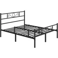 Yaheetech Bettgestell Metallbett mit Kopfteil, Einzelbett/Doppelbett Metallbettrahmen, 90/140/160 cm (B)