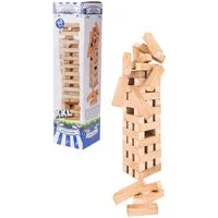 Spetebo Spiel Wackelturm XXL aus Holz - 60 Teile - 50 cm, Wackelturm, Geschicklichkeitsspiel für 2 bis 4 Personen
