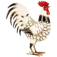 Geschenkestadl Tierfigur Hahn weiß XL Metallfigur 41cm Tierfigur Bauernhof Garten Dekoration (1 St)