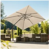 Schneider Schirme Ampelschirm Rhodos Twist, LxB: 300x300 cm, Inkl. Plattenständer (o. Platten) & Schutzhülle, natur, quadratisch, ohne Wegeplatten