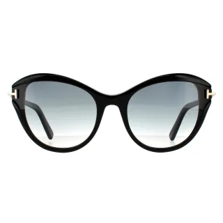 Tom Ford Cat Eye Womens Glänzend Schwarz Rauch Verlauf