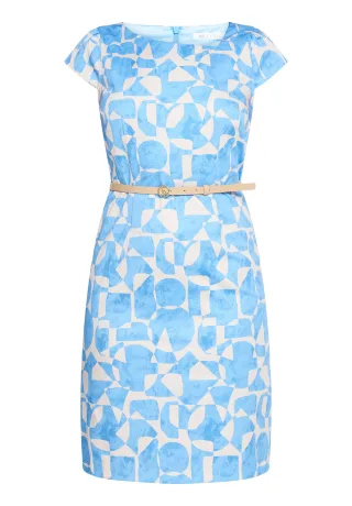 Betty & Co - Etuikleid Blau/Weiß - Gr. - 42