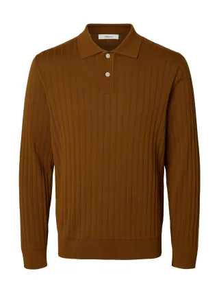 selected men - SLMTORINO LS KNIT RIB POLO NOOS - Gr. - M