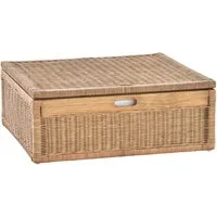 Krines Home Aufbewahrungskorb Großer Unterbett Schub aus Rattan 64x58x25cm / Unterbettkommode, mit Deckel, Bett Kasten Korb Kleider Aufbewahrung Box
