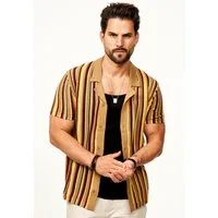 SOULSTAR Poloshirt im Cardigan Vintage Summer-Look für Herren Kurzarm Strick Polo-Hemd Cardigan T-Shirt