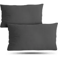 Slummer Kissenbezug Baumwolle Set 2-teilig, ab 40 x 80 cm -anthrazit- grau-uni, (2 Stück), YKK-Reißverschluss