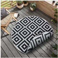 OTTO home Teppich Ronda Wendeteppich, rund, Höhe: 5 mm, Sisal-Optik, Flachgewebe, In- und Outdoor, geometrisches Boho Design