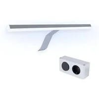 kalb Aufbauleuchte LED Aufbau Spiegelleuchte Lancea 34cm Steckdose & Schalter silbergrau, Mechanischer Schalter, LED, kaltweiß