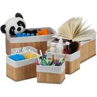 relaxdays Aufbewahrungskorb Bambus 6er Set (6 St), natur