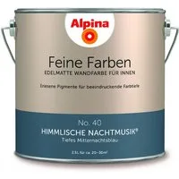 Alpina Wand- und Deckenfarbe Tiefes Mitternachtsblau No. 40, Matt, wasserbasiert, ohne Grundierung, hochdeckend