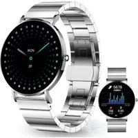 XCOAST SIONA2 UNISEX Smartwatch (4,2 cm/1,3 Zoll, iOS, Android), Edelstahl, 7 Tage Akku, Wasserdicht, Flach, Puls/Blutdruck, 7 Tage Akku, AMOLED, Edelstahl