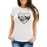 Neverless Print-Shirt Damen T-Shirt Wandern Berge Naturfreunde Adventure Camping Fashion Streetstyle Neverless® mit Print