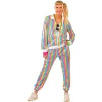 Funny Fashion Kostüm Regenbogen Jogginganzug Pastellfarben für Erwachsene für Damen