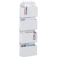 relaxdays Badorganizer Hängeorganizer 4 Fächer (Organizer-Set mit 2 Haken, 3 St., 1x Schrankorganizer und 2x Haken), weiß