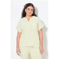 Ulla Popken Druckbluse Musselin-Bluse Oversized Tunika-Ausschnitt Halbarm