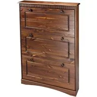 OTTO home Schuhschrank Rustic aus massiver Kiefer, 3 Schuhklappen, für 9-11 Paar, Kassettenoptik