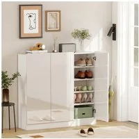 HOMCOM Schuhschrank für 25-30 Schuh-Paare (Schuhkommode, 1-St., Schuhaufbewahrung) verstellbare Regale, Weiß