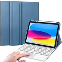 Fintie Tablet-Hülle für iPad 11. Generation 2025 11"(A16), iPad 10. Generation 2022 10.9", mit magnetischer Abnehmbarer Deutscher Touchpad Tastatur-QWERTZ Layout