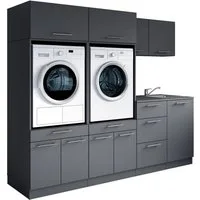 Laundreezy Mehrzweckschrank-Set Laundreezy, 8-tlg. Mehrzweckschrank-Set B/H/T 236/200/68 cm, (8-St), Breite 236 cm, Soft-Close-Funktion, höhenverstellbare Füße