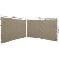 Quick Star Pavillonseitenteil 2 Seitenteile mit RV 3x4 Beige, 300x197 cm, Seitenwand Set 2tlg für Pavillons 3x4m mit Reißverschluss