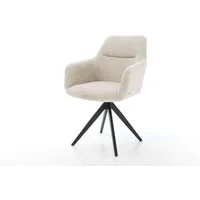DELIFE Polsterstuhl Pejo-Flex, Kreuzgestell kantig Schwarz Cord Beige Taschenfederkern