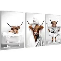 Novart Wandbild Wandbilder Set Frau im Badezimmer Lustige Toiletten Bilder, Bulle