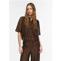 comma Kurzarmbluse Bluse Spitzenbluse mit Viskose-Futter