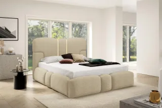 Polsterbett Schlafzimmerbett JORDAN 180x200cm Komplettset in Stoff Doha Beige