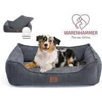 Warenhammer Tierbett Orthopädisches Premium Hundebett, flauschig weich, abnehmbar/waschbar, Cord, wärmender Cord Bezug / herausnehmbare Innenmatratze
