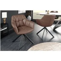 riess-ambiente Polsterstuhl PAPILLON brandy braun/schwarz – Echtleder, mit Armlehne, Metall (Einzelartikel, 1 St), 180° drehbar & automatischer Rückführung – ideal für Esszimmer & Büro