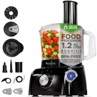 TurboTronic by Z-Line Küchenmaschine Food Processor mit Standmixer 1,5L Behälter Multizerkleinerer Mixer, 800 W, 1.2 l Schüssel, Raspelscheiben Zitruspresse Zerkleinerer Eiscrusher Power