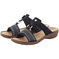 Rieker Pantolette, Keilabsatz, Sommerschuh, Schlappen mit schöner Stickerei