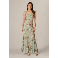 Adrianna Papell Maxikleid Print Stretch Mesh Long Gown Luftiges, elastisches Blumenkleid aus Mesh
