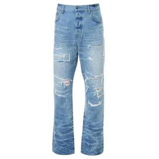 Amiri Aloha Patch Straight Fit Denim-Jeans in verblasstem Indigoblau