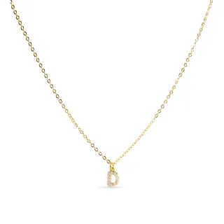 Luxenter Halskette mit glänzendem Zirkonia 18k Gold-Finish - Alphabet