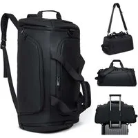 wohnTRAUM24 Sporttasche Reisetasche mit Schuhfach und Nassfach, verstellbaren Schultergurten (40L Wasserdicht Fitnesstasche Trainingstasche für Herren Damen, Schwarz), Große Kapazität Travel Gym Tasche Duffle Bag Fitnesstasche