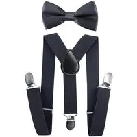 axy Hosenträger Kinder Jungen Hosenträger mit Fliege Set (2-St., 2er Set) für Kinder 1-6 Jahre alt, verstellbar und elastisch
