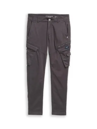 Tom Tailor - Tapered Cargo Hose mit Stretch Tarmac Grey - Gr. - 32