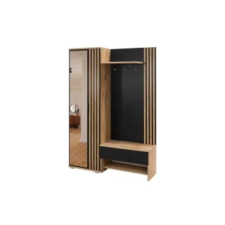 Deine Möbel 24 Garderobe, Schwarz, Eiche, Holzwerkstoff, 140x200x40 cm, Garderobe, Garderoben-Sets & Serien, Garderoben-Sets
