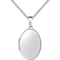 JEVELION Kettenanhänger Medaillon zum Öffnen oval 925 Silber für 2 Fotos - Made in Germany (Bilder Amulett, für Damen - Frauen und Mädchen), Mit Kette Sterlingsilber - Länge wählbar 36 - 70 cm oder ohne Kette.