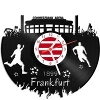 GRAVURZEILE Wanduhr Schallplattenuhr Frankfurt - 100% Vereinsliebe - Fußball -