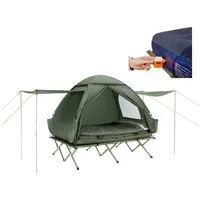 SoBuy Feldbett OGS32, Vorzelt Wasserdichtes Campingbett Campingliege Familienzelt Feldbett mit Zelt 1/2 Personen 7in1 Wurfzelt mit Luftpumpe,Campingzelt