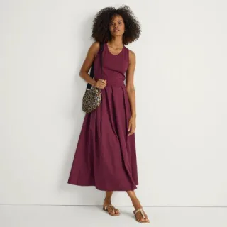 Ausgestelltes ärmelloses Midikleid für Damen, Damen, size: regular, Rot, Baumwolle/Baumwoll-Mischung, by Lands' End