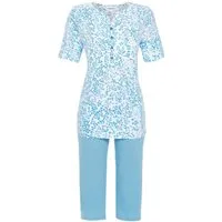 Ringella Pyjama - Schlafanzug mit Oberteil im Animalprint und unifarbener Caprihose (2 tlg) 100% Baumwolle
