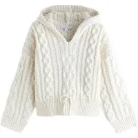 Next Strickpullover Zopfmuster-Kapuzenpullover mit Wollanteil (1-tlg)