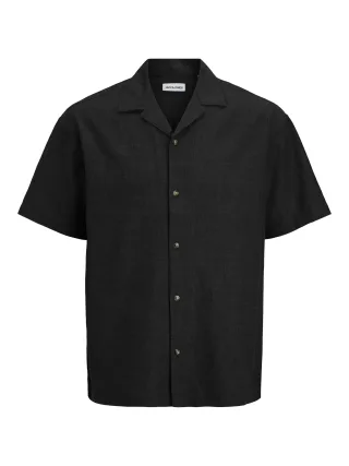 JACK&JONES - JJESUMMER LINEN BLEND RESORT SHIRT SS SN Black - Gr. - M